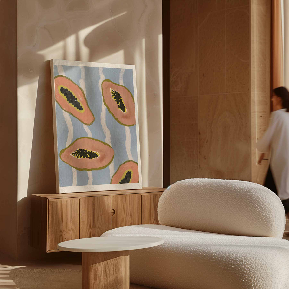 Tropische Papaya Vibes – dibond wanddecoratie in staand formaat