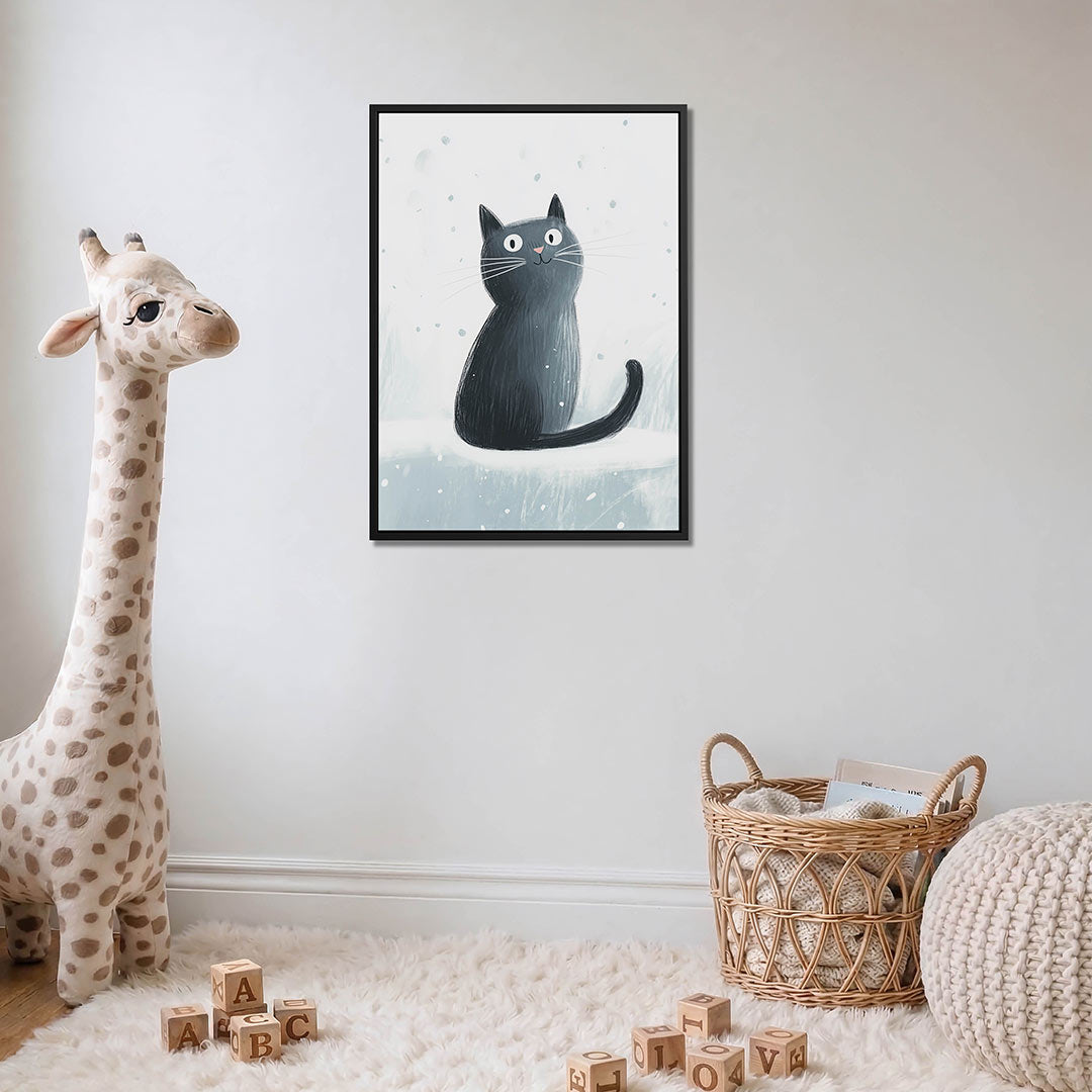 Speelse kat illustratie – moderne staande wandkunst