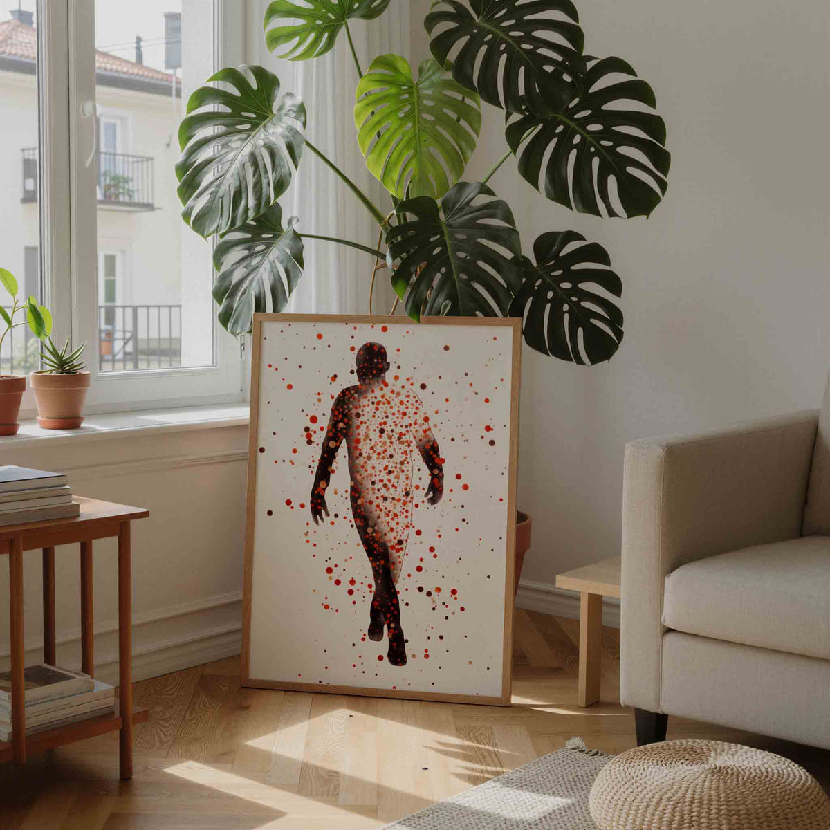 Figuur met stippen – moderne wandkunst als portret poster