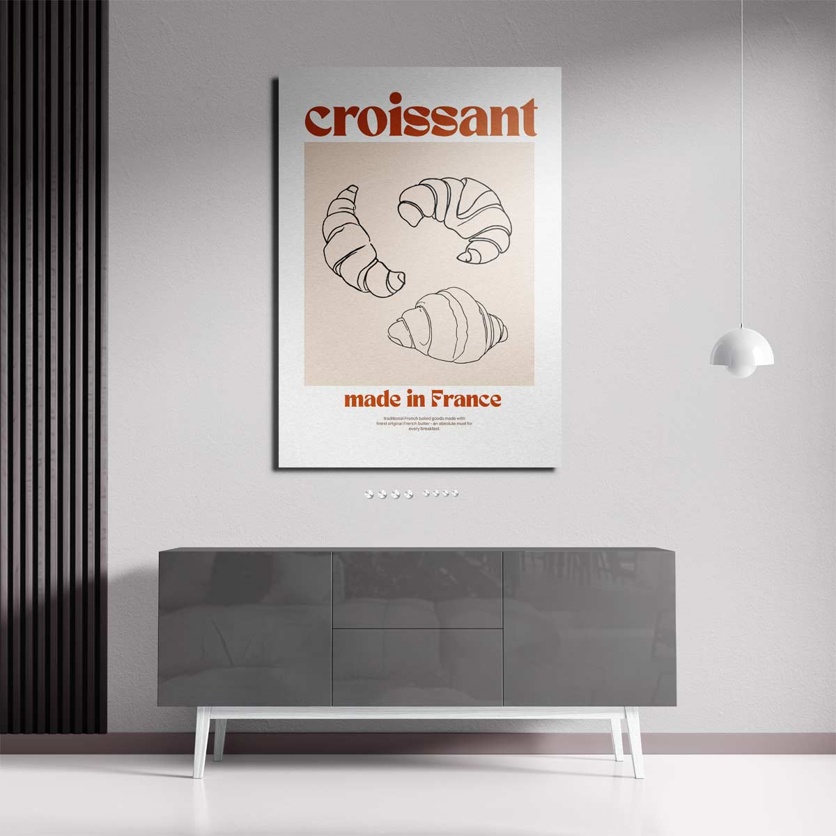 Vintage Franse Croissant Poster – staande wandkunst voor woonkamer of interieur