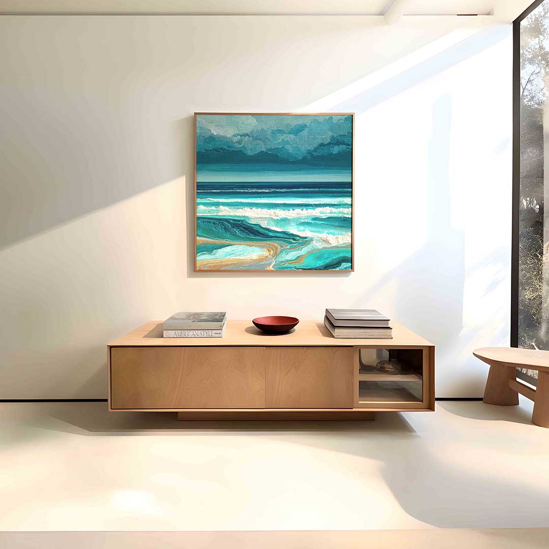 Golvende zee – vierkante abstracte wanddecoratie van WallArtistic