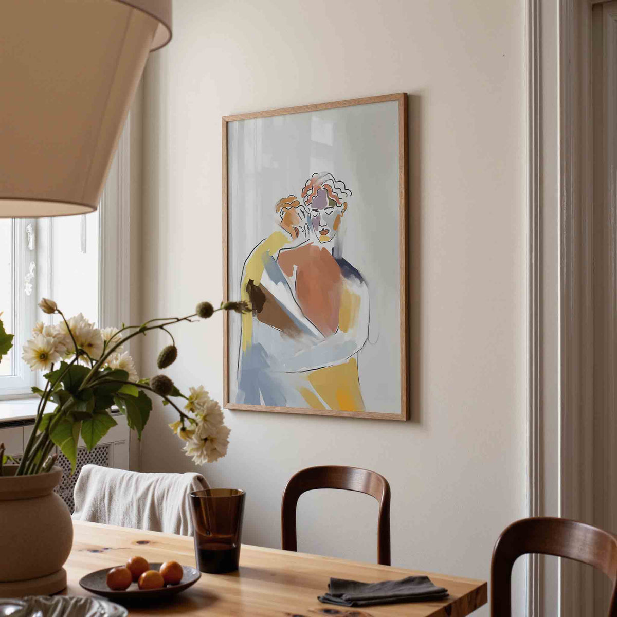 Abstracte figuren – eigentijdse illustratie poster in staand formaat