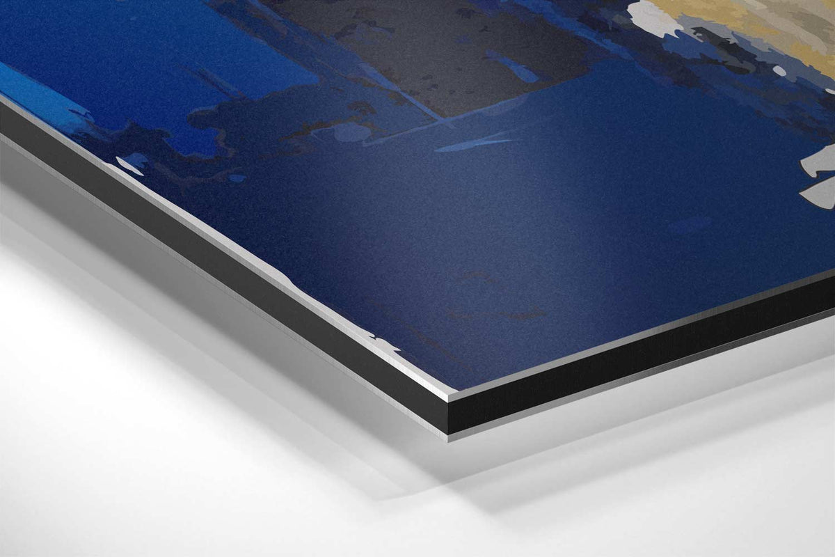 Blauwe Abstracte Golf – canvas kunstwerk als wanddecoratie