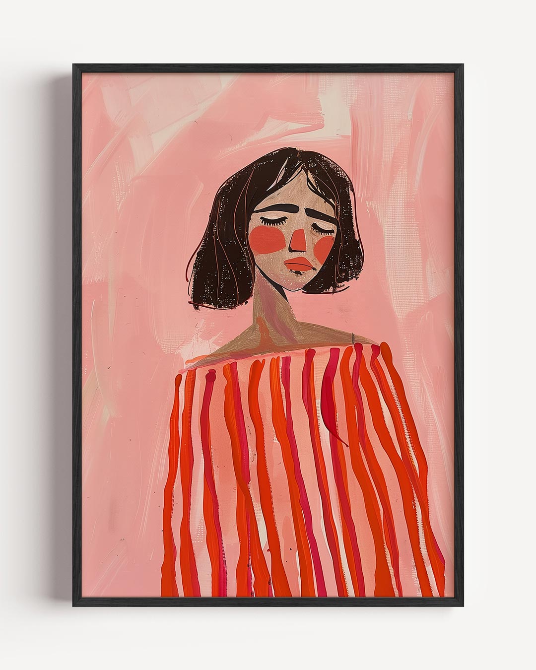 Dromerige Portretposter in Roze Tinten – vrouwelijk portret poster als wanddecoratie