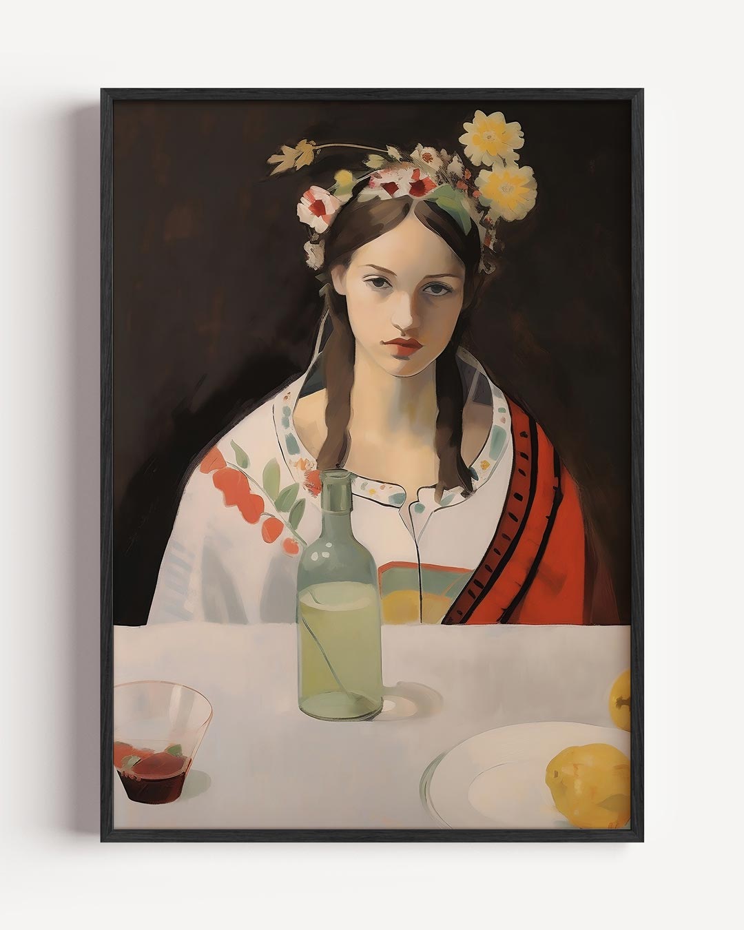 Stijlvolle Tafel – vrouwelijk portret poster als wanddecoratie