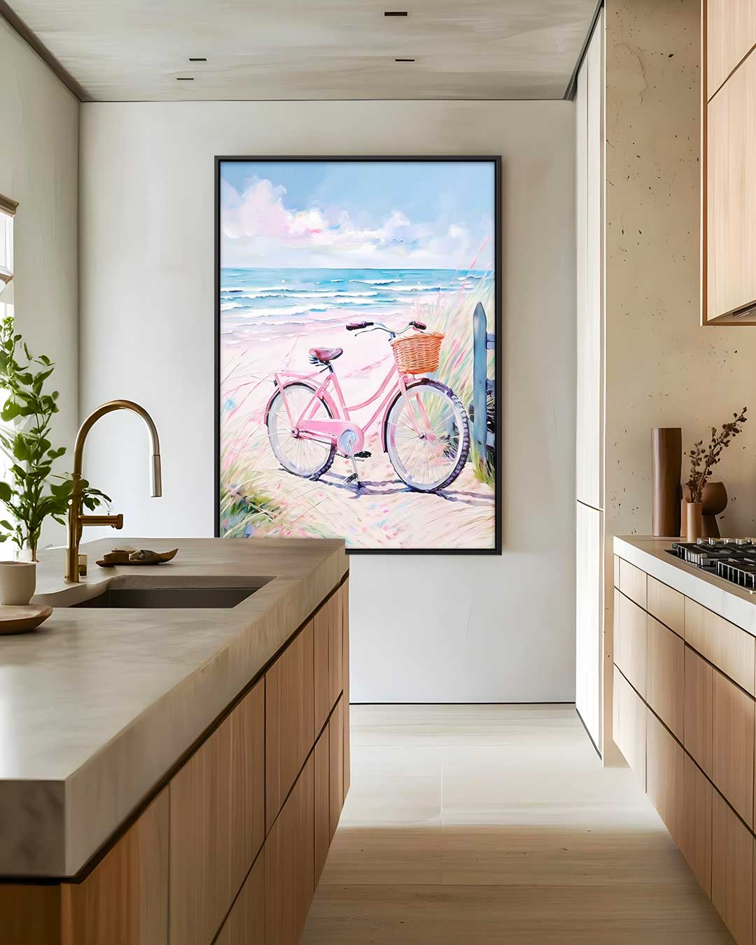 Nostalgische Strandfiets – modern portret kunstwerk van WallArtistic