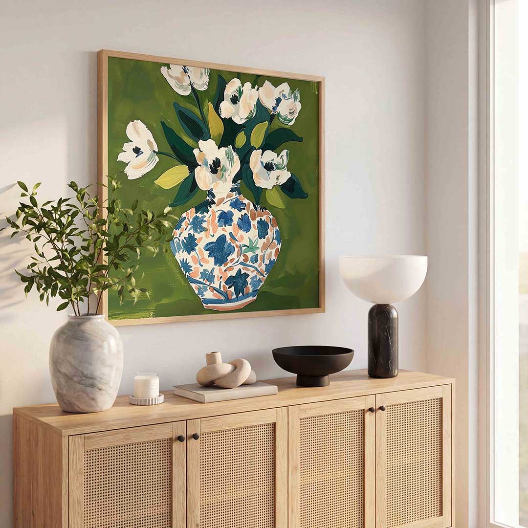 Bloemen in vaas – bloemen wandkunst als vierkante poster