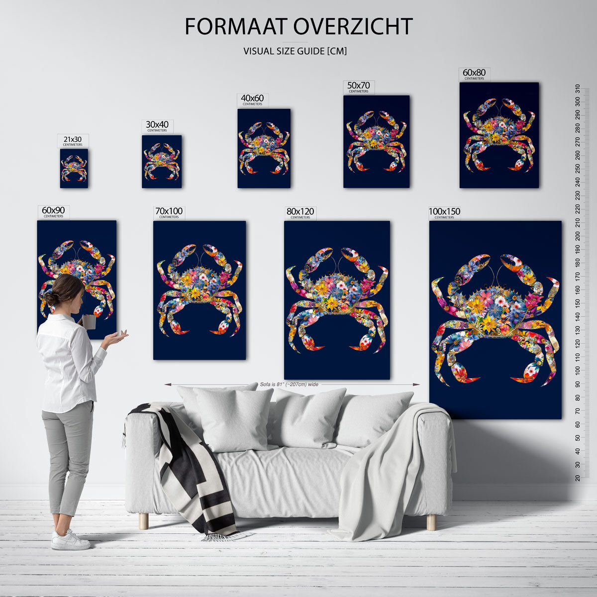 Bloemenkrab – staande muurposter met dierenthema
