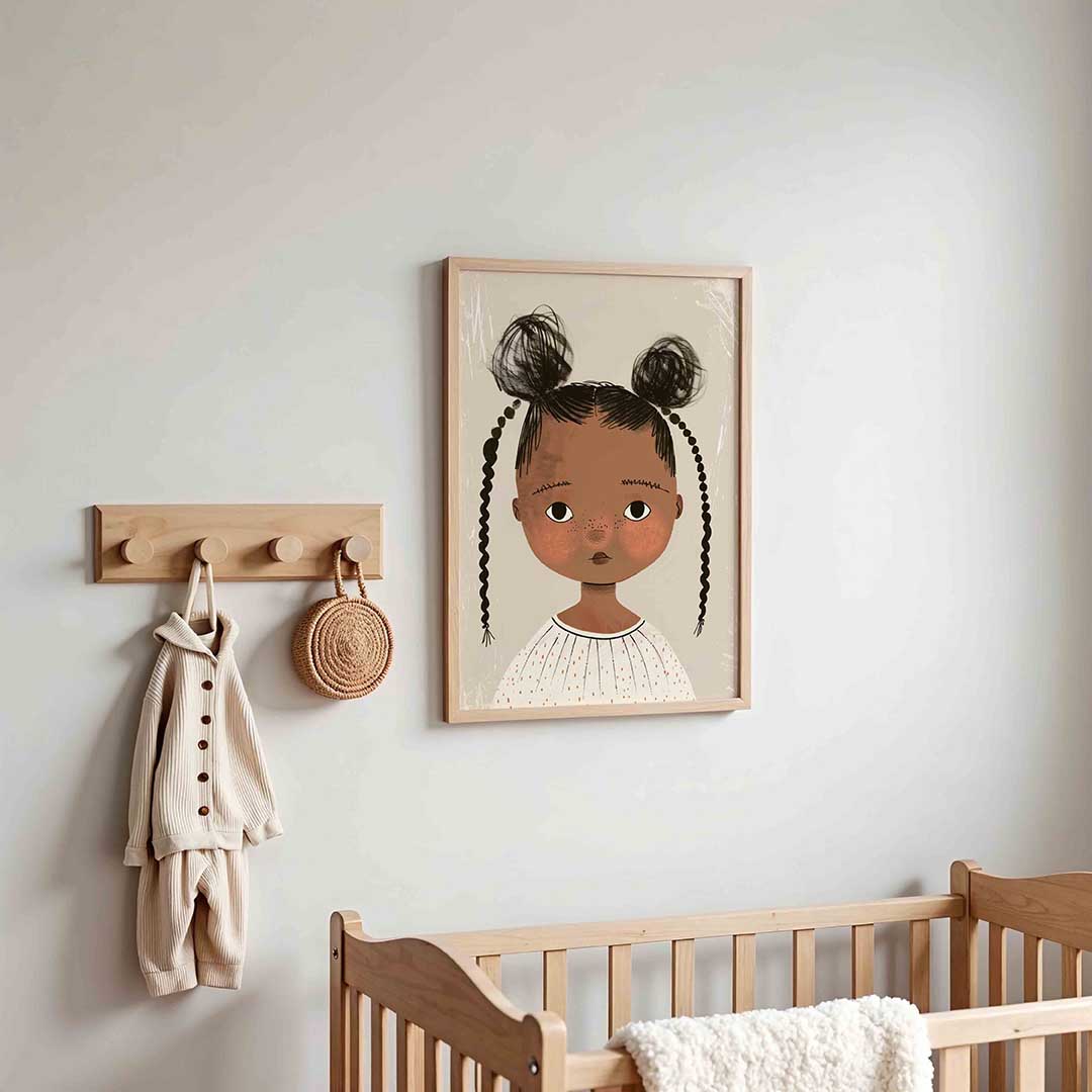 Meisje met vlechten – kinderposter in staand formaat