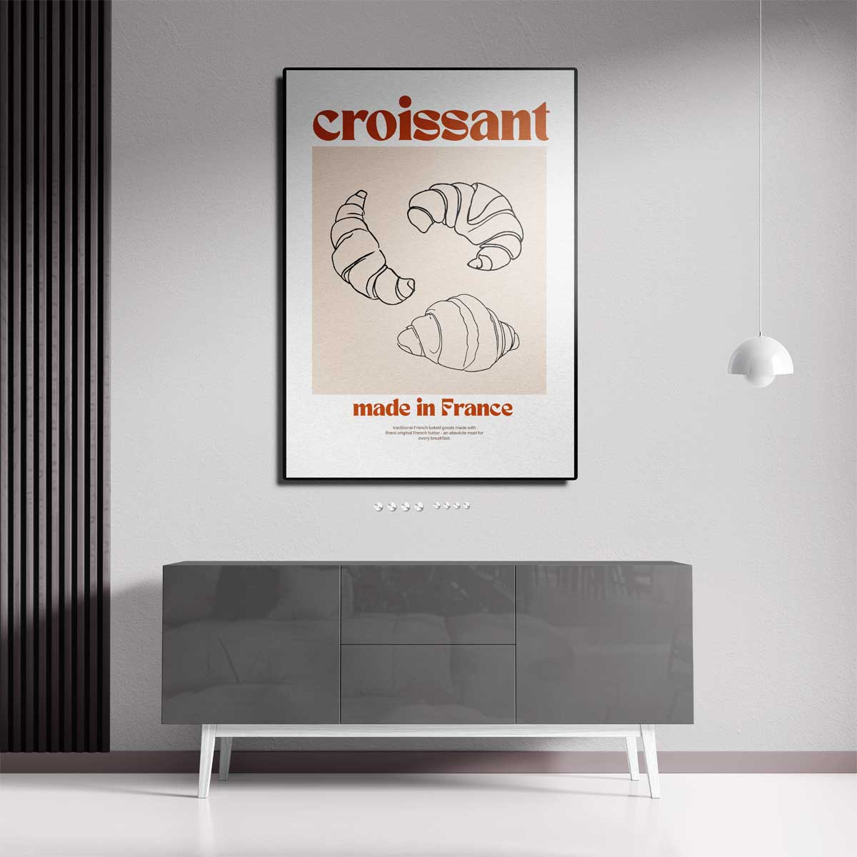 Vintage Franse Croissant Poster – canvas kunstwerk als wanddecoratie