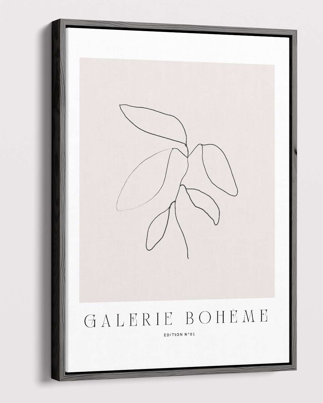 Minimalistische Lijntekening van Bladeren – canvas wanddecoratie in portret formaat