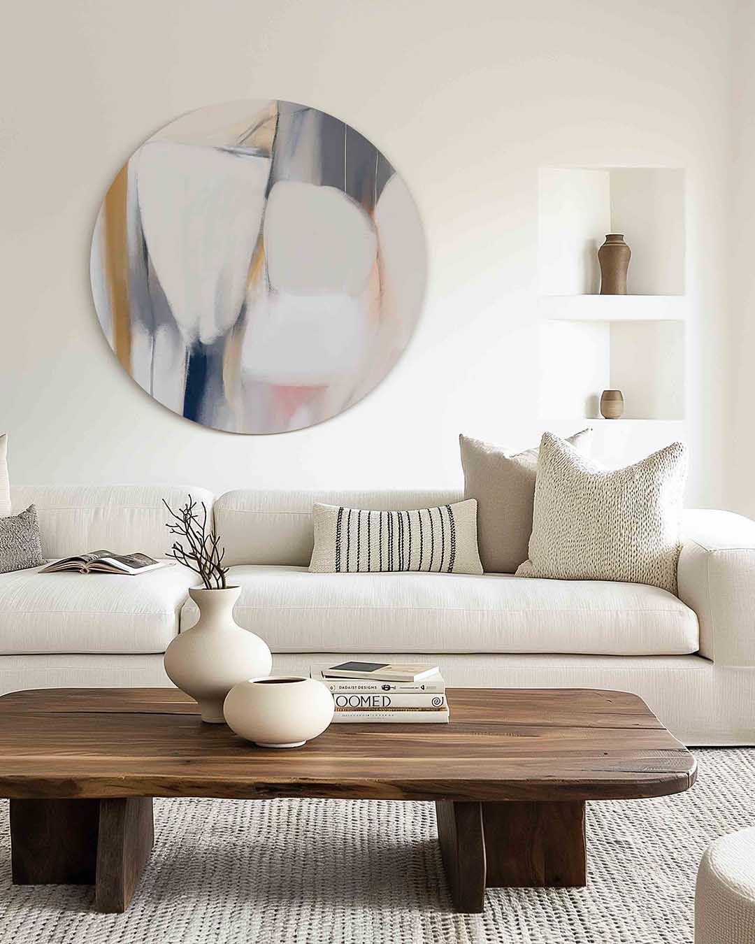 Abstracte vormen – muurcirkel met kleur en vormen voor aan de muur