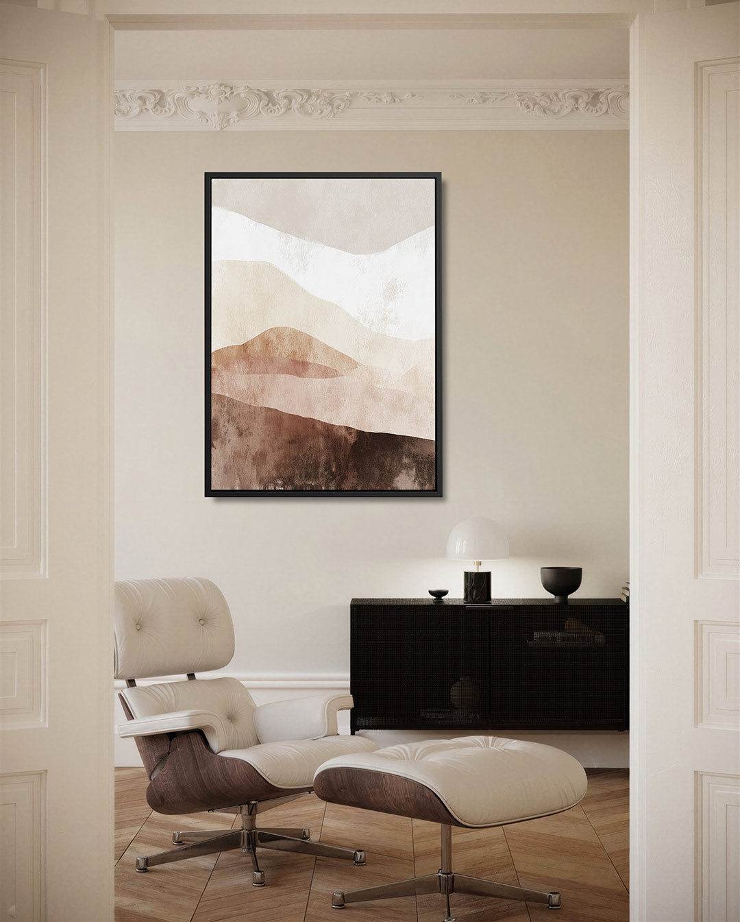 Zachte aardetinten landschap – moderne staande wandkunst