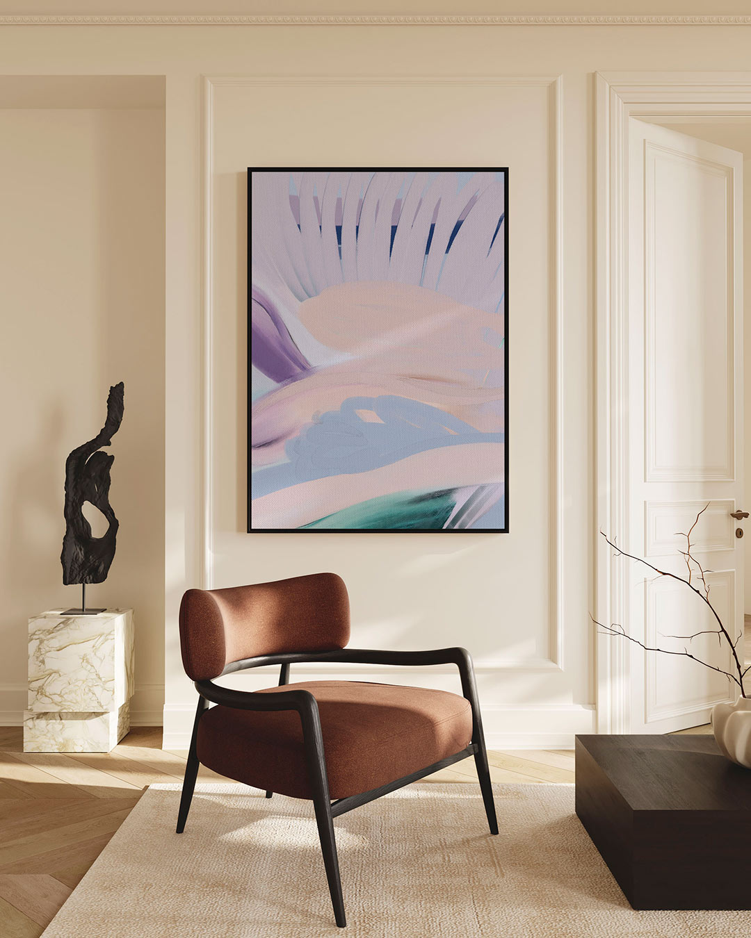 Vloeiende kleurencompositie – staand wanddecoratie kunstwerk