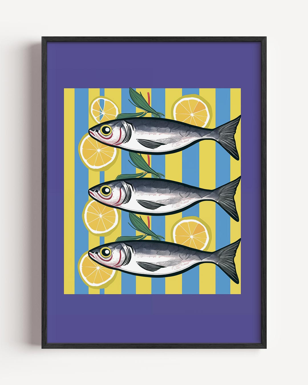 Retro Vissen en Citroenen – keuken portret poster als wanddecoratie