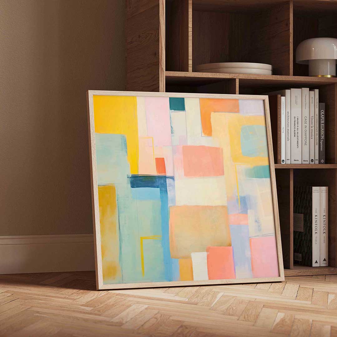 Abstracte rechthoeken – geïllustreerde wandkunst als vierkante poster