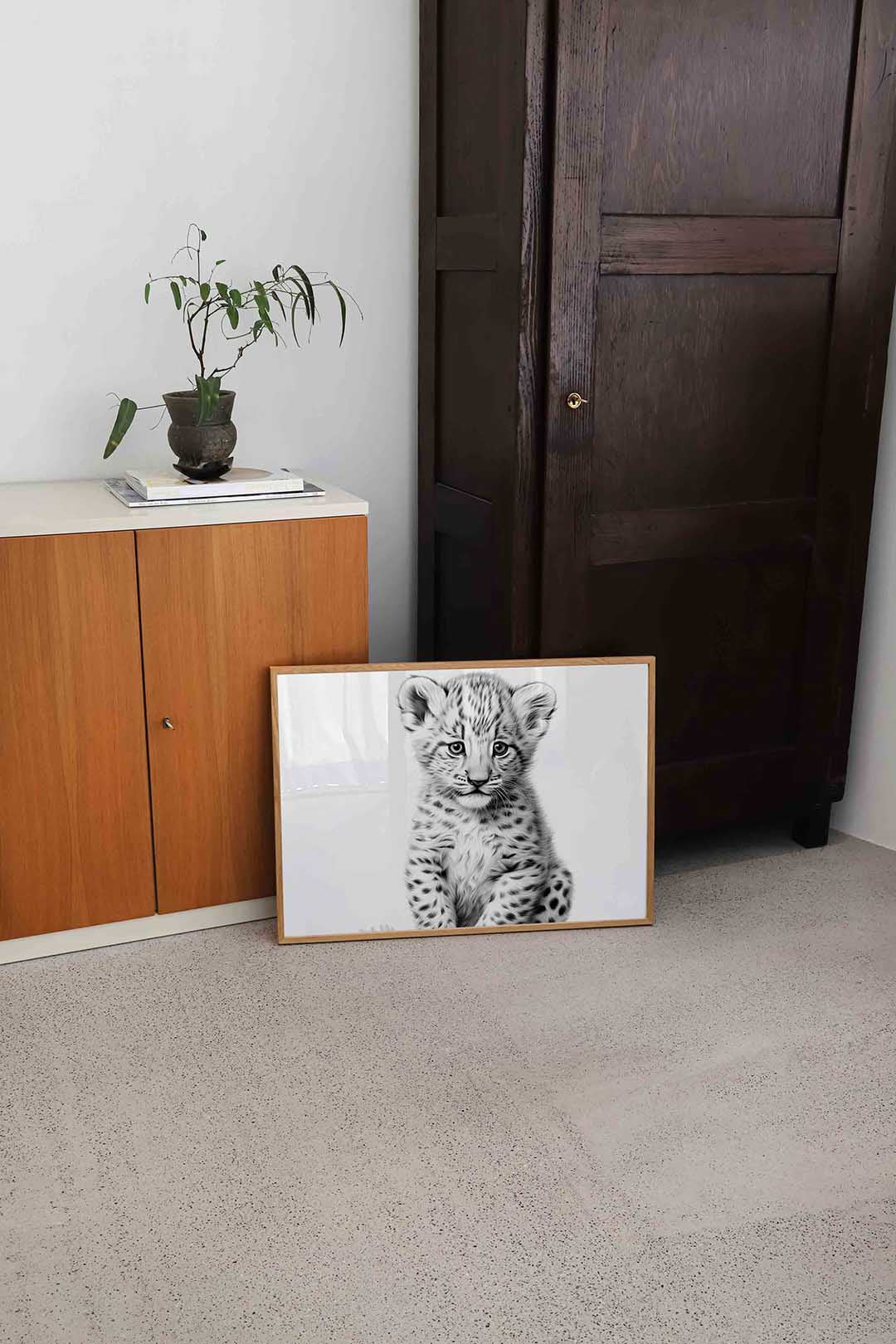 Jonge luipaard – dierenillustratie als landscape poster