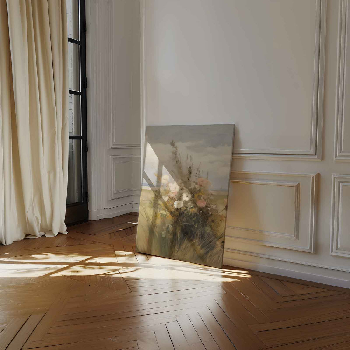 Zomerbloemen in de Wind – canvas wanddecoratie in portret formaat