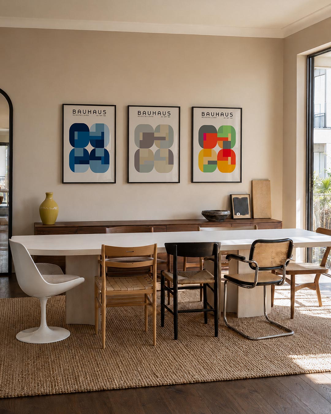 Vormen en vlakkenspel posterset – tweede productweergave – deze posterset in drie delen toont een harmonie van blauwe en