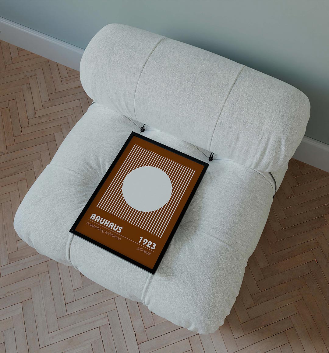 Lijnen en cirkel – staande Bauhaus poster voor aan de muur