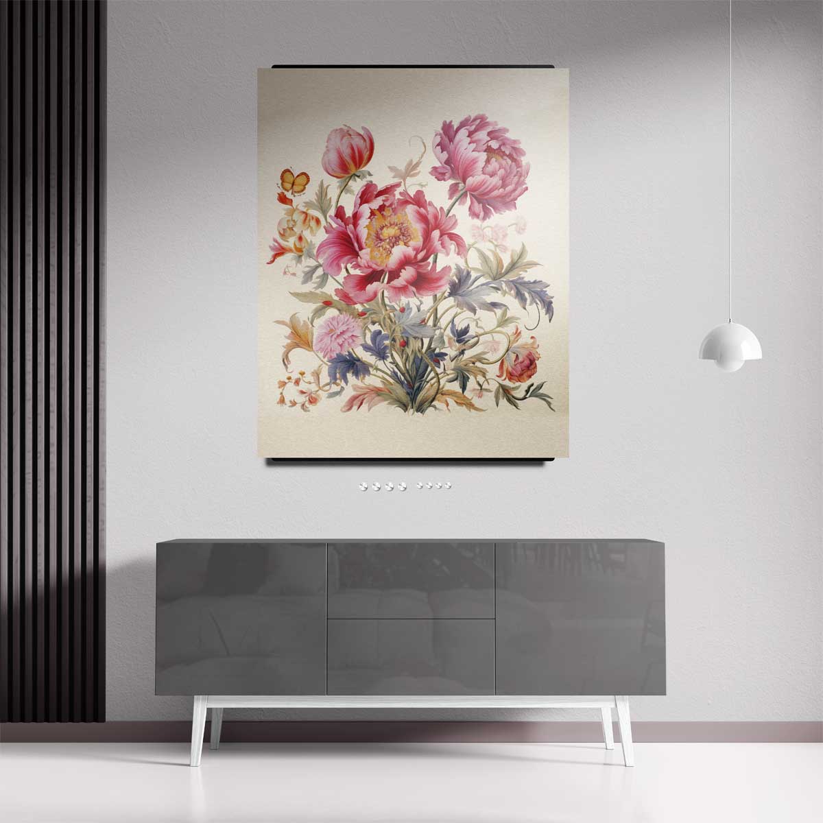 Bloemenpracht met Vlinder – staand kunstwerk voor modern interieur