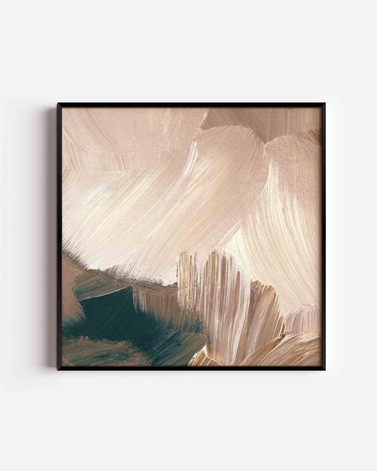 Abstracte beige penseelstreken – schilderkunst vierkante poster als wanddecoratie