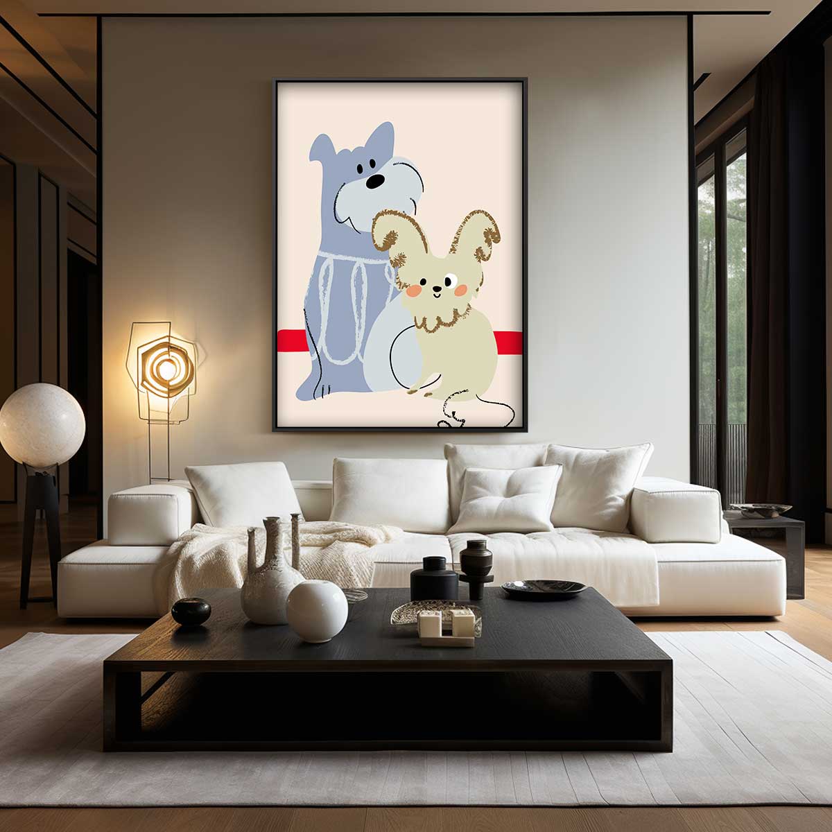 Dierenvrienden Illustratie – canvas wanddecoratie in portret formaat