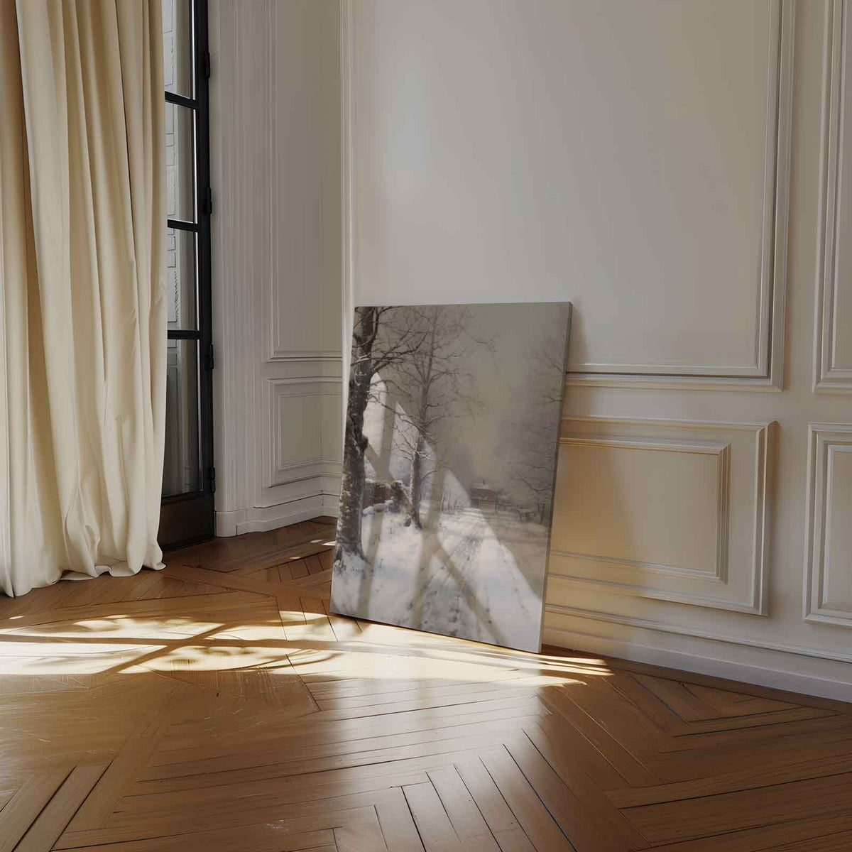 Winterlandschap in Sneeuw – staand kunstwerk voor modern interieur