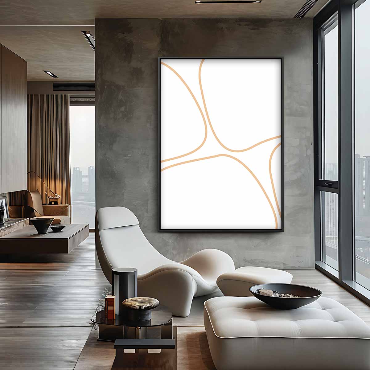 Flowing Lines Kunstwerk – canvas wanddecoratie in portret formaat