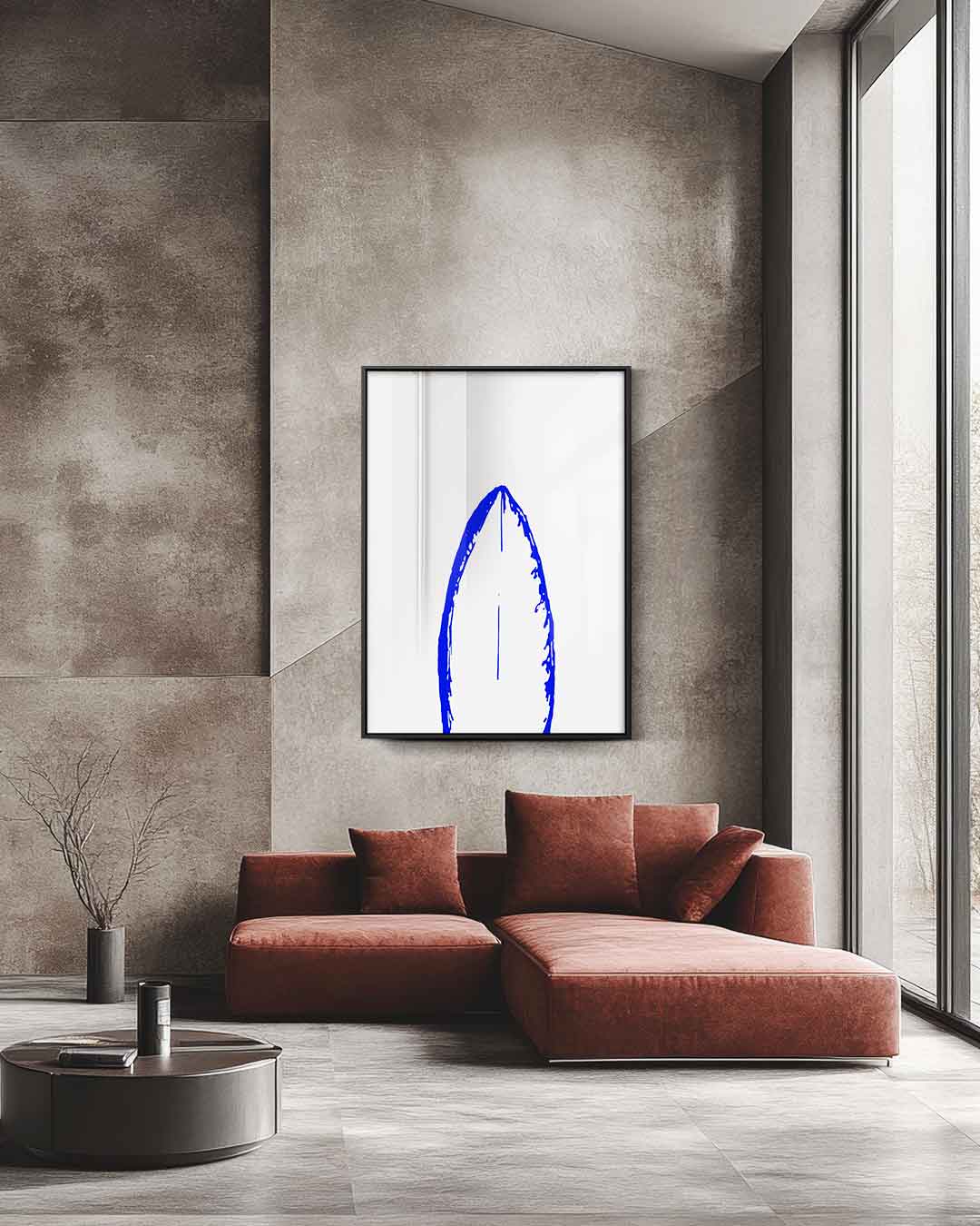 Blauwe Vleugelafdruk – staande wandkunst voor woonkamer of interieur