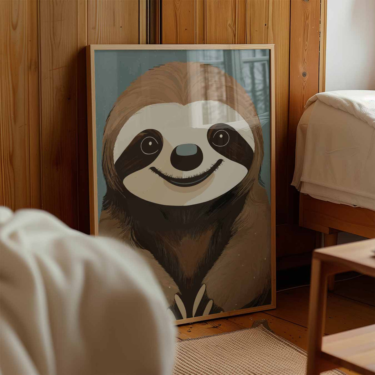 Schattige Luiaard – kinderposter in staand formaat