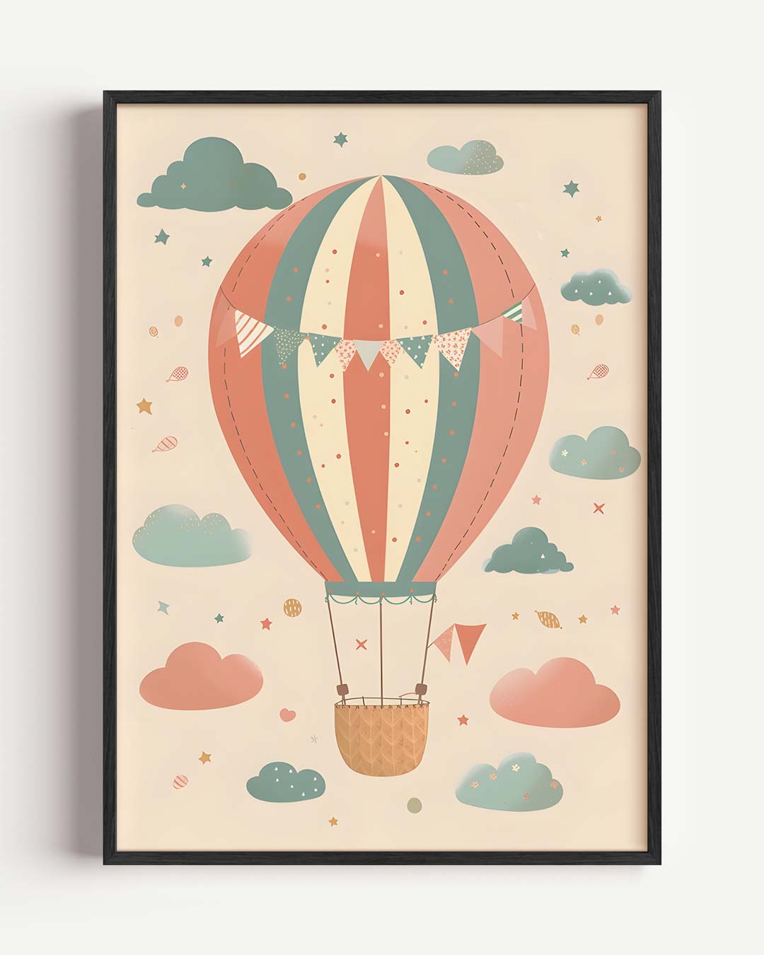 Vintage Luchtballon – kids portret poster als wanddecoratie