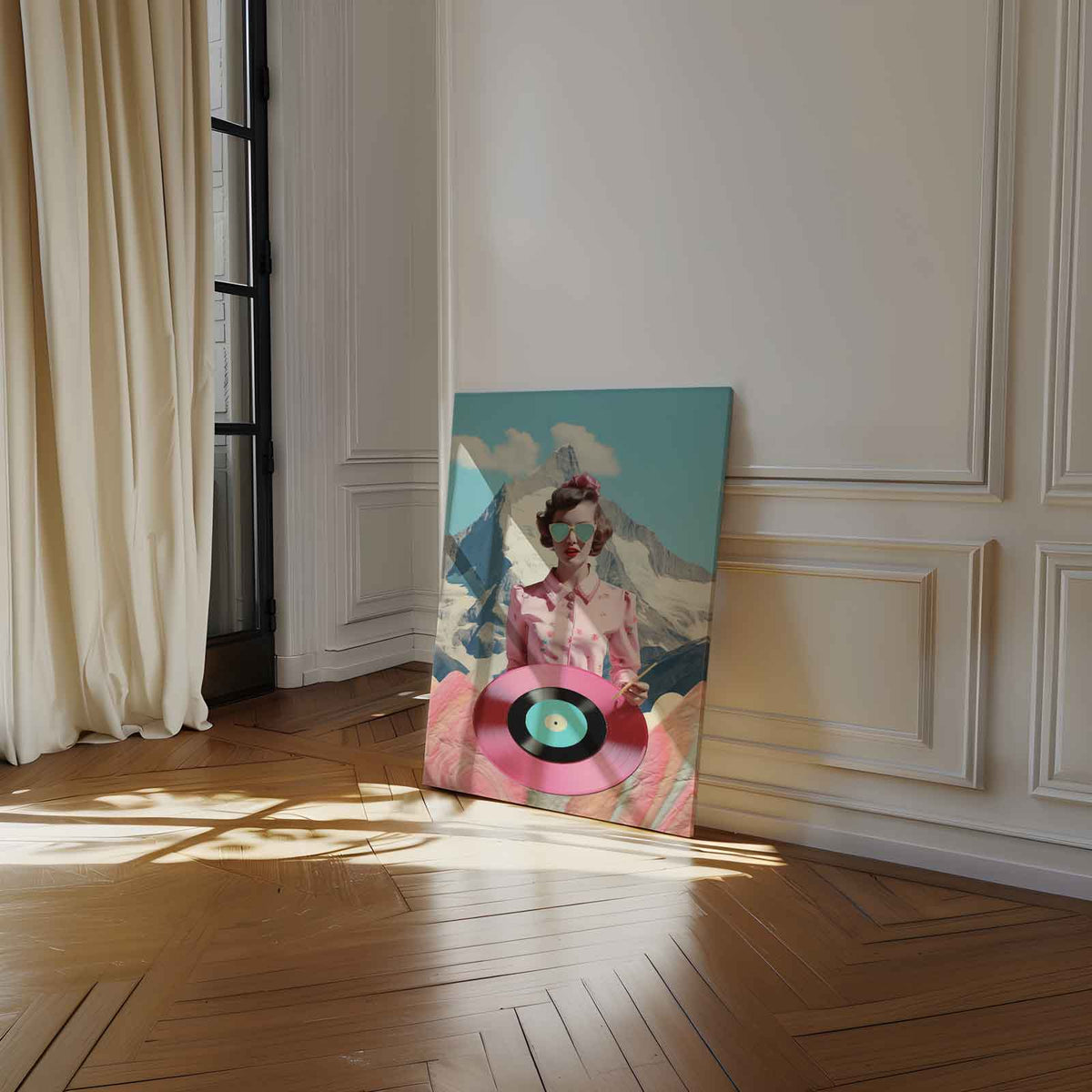 Retro Vinyl Bergen – staand kunstwerk voor modern interieur