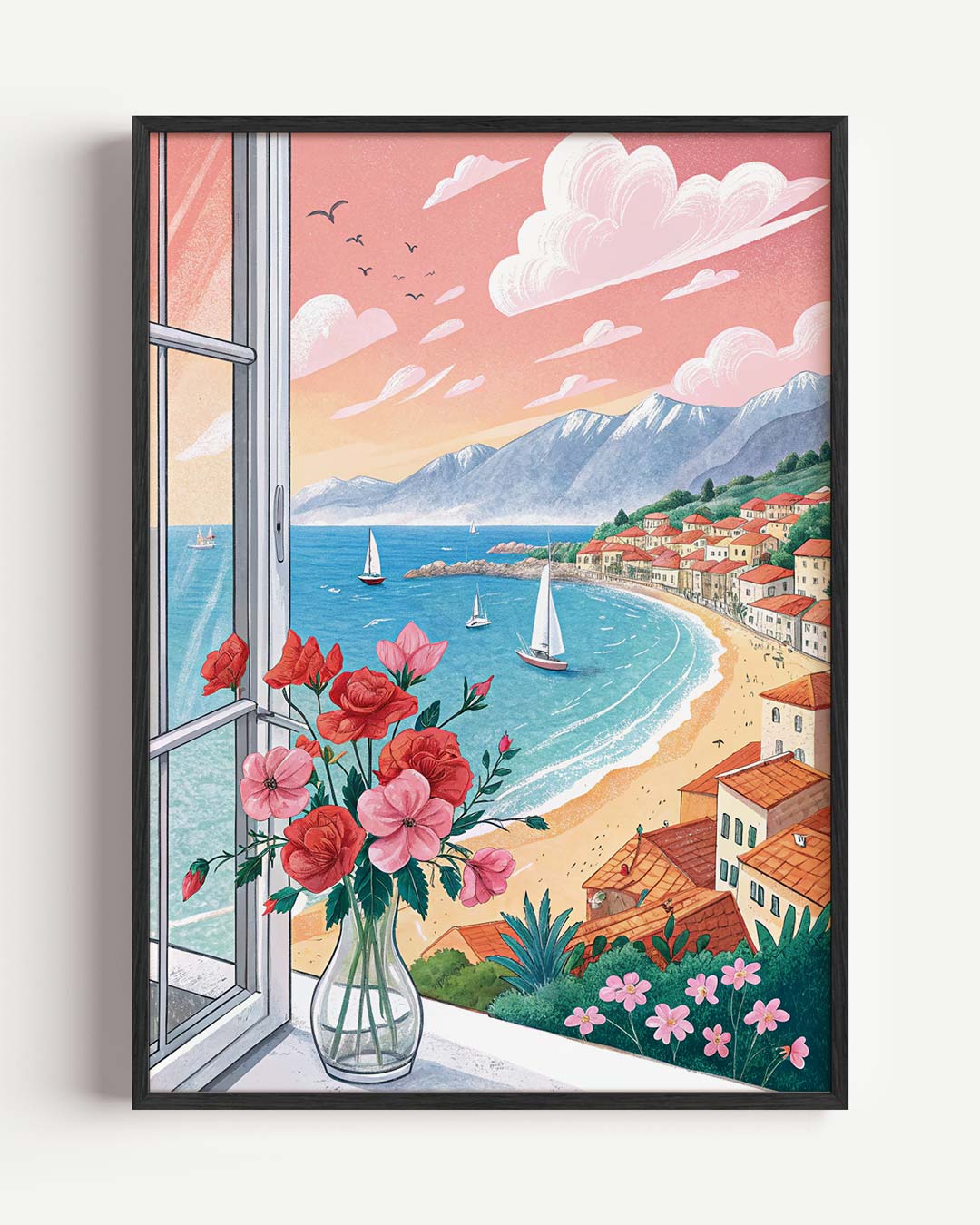 Betoverende Mediterrane Uitzicht – zomer portret poster als wanddecoratie