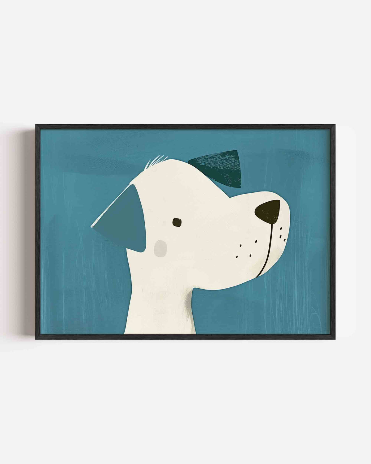 Hond met blauwe achtergrond – landscape kinderposter als wanddecoratie