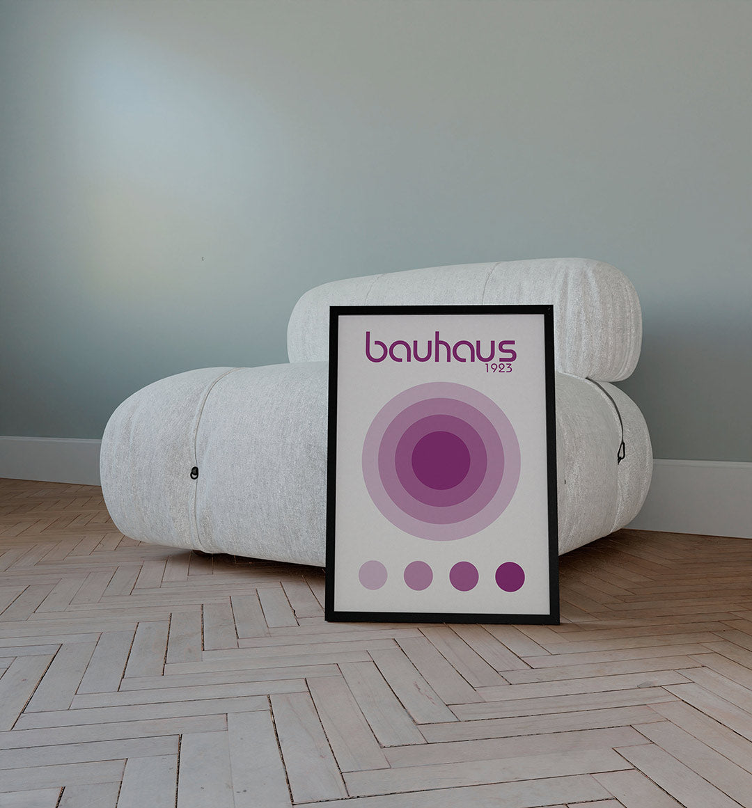 Cirkelvormen en kleuren – staande Bauhaus poster voor aan de muur
