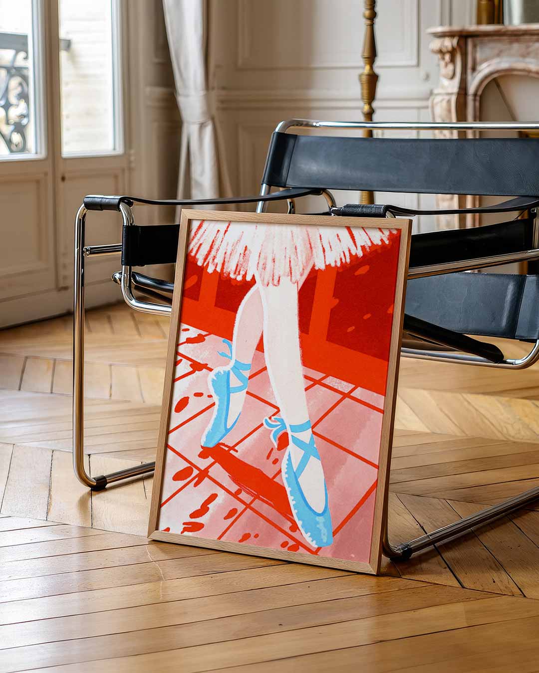 Dansend in Rood – staande muurposter met zomerse uitstraling