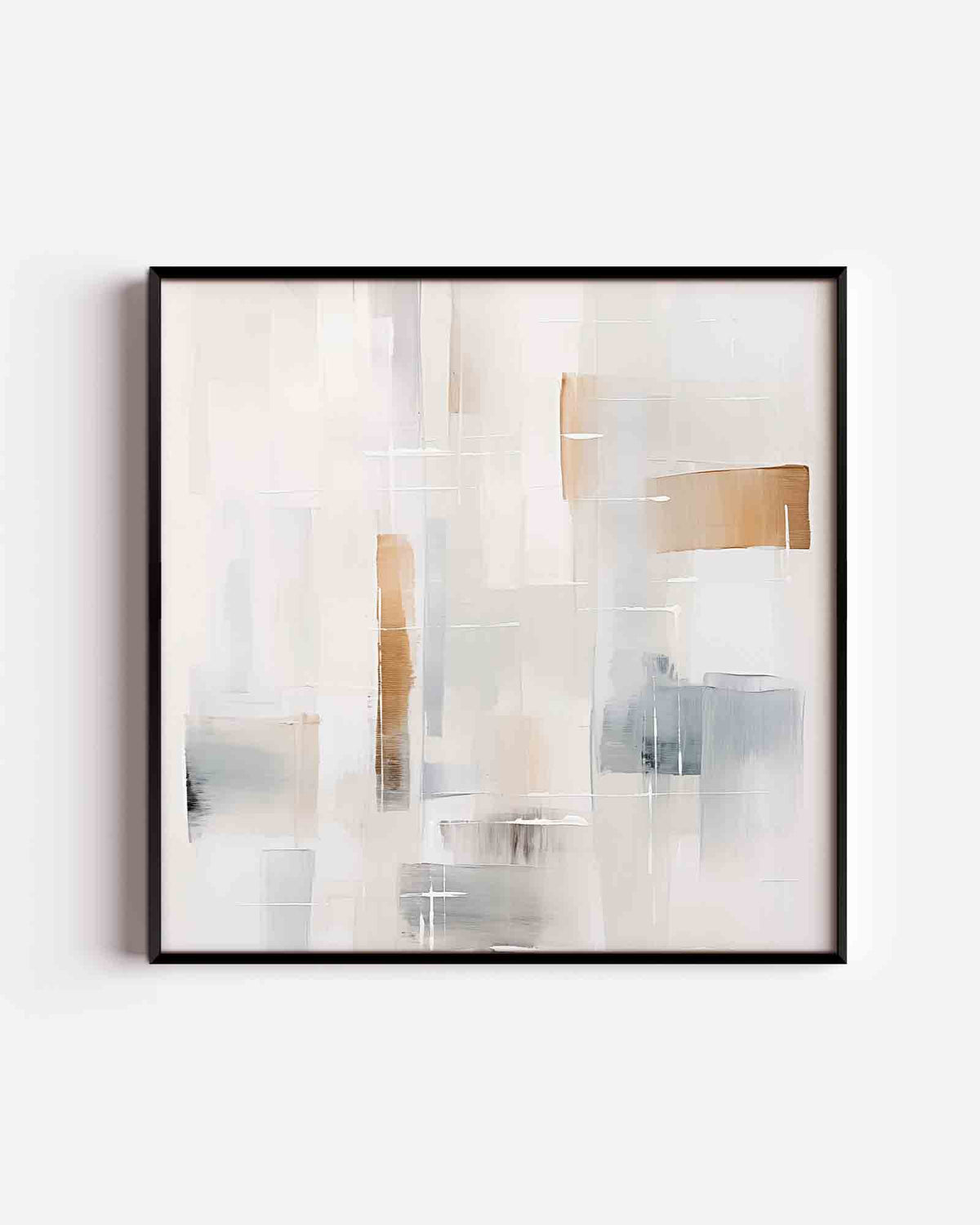 Abstracte beige en grijze vlakken – zacht abstracte vierkante poster als wanddecoratie