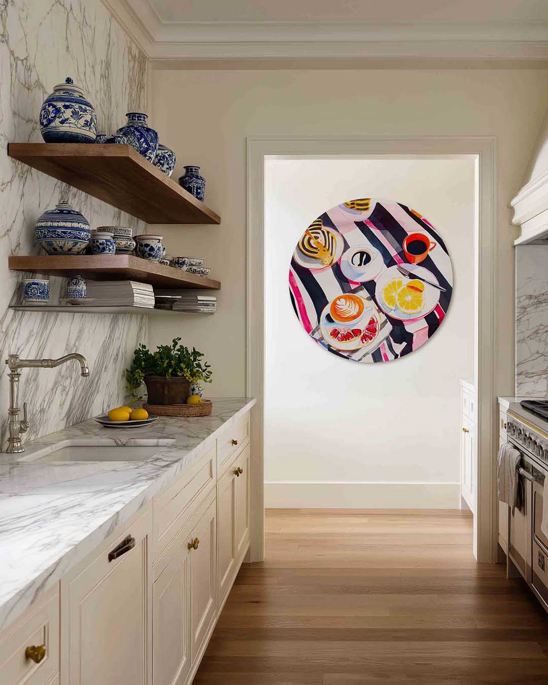 Ontbijt tafel – moderne abstracte muurcirkel voor aan de muur