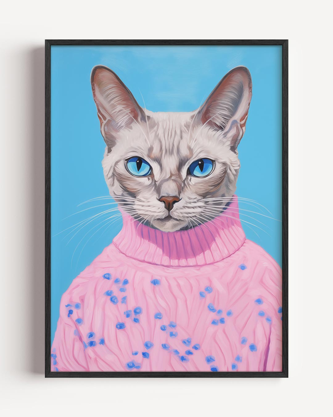 Stijlvolle Kat in Trui – dieren portret poster als wanddecoratie