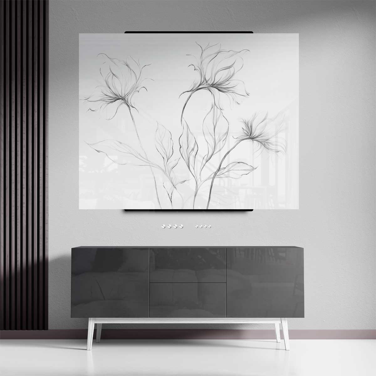 Elegante Bloemschets – canvas kunstwerk als wanddecoratie