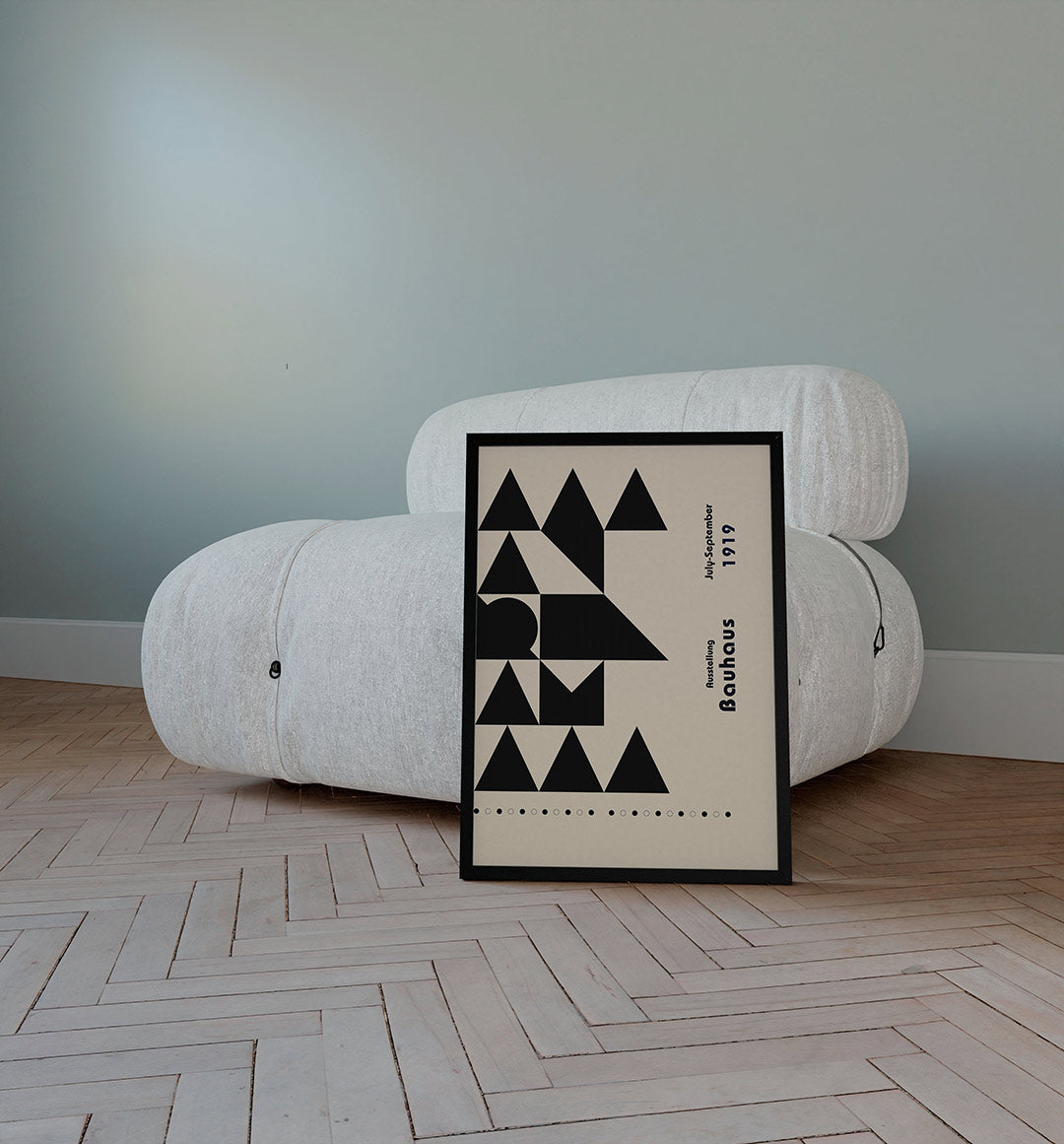 Geometrisch lijnenspel – staande Bauhaus poster voor aan de muur
