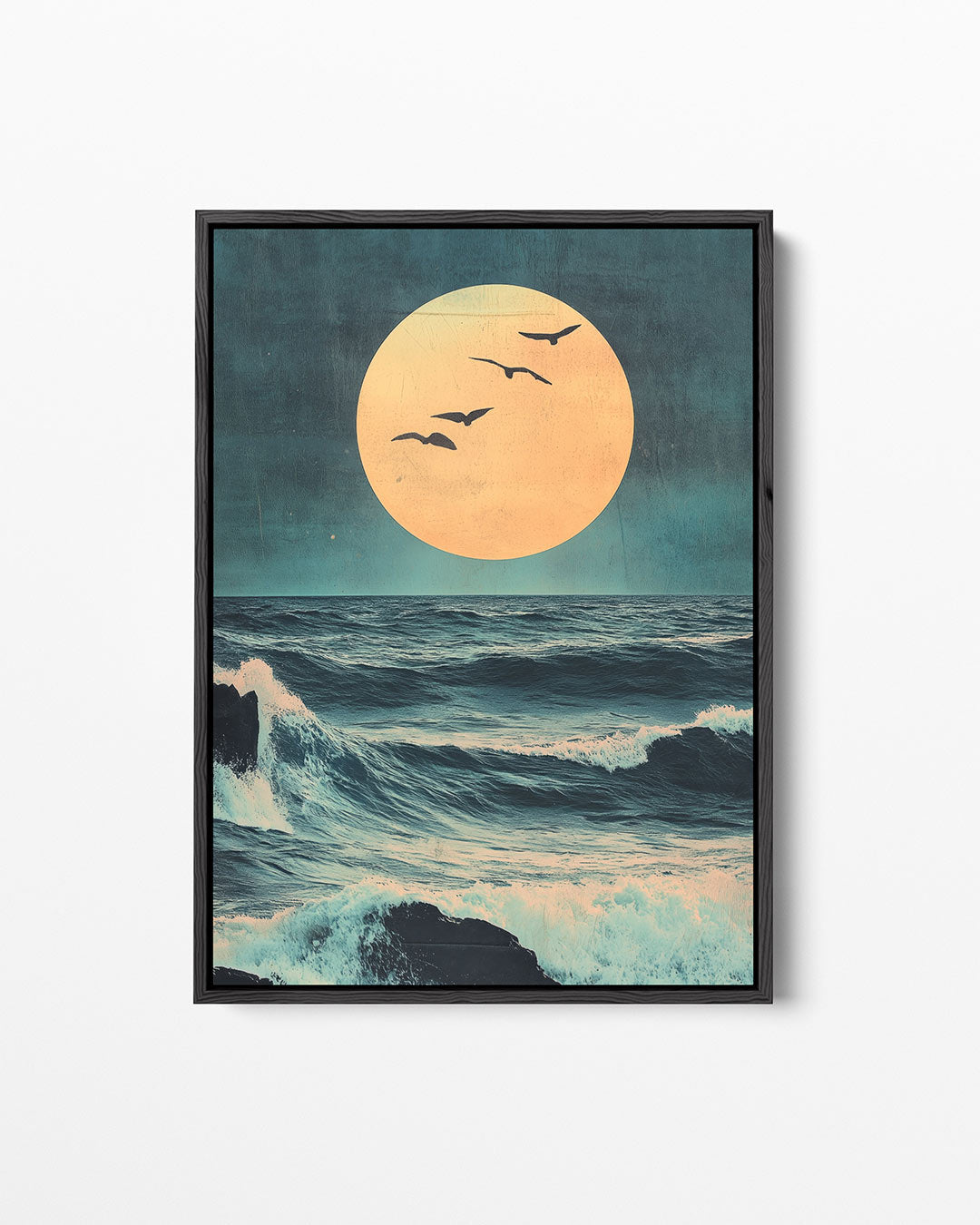 Maan en zee – staand wanddecoratie kunstwerk
