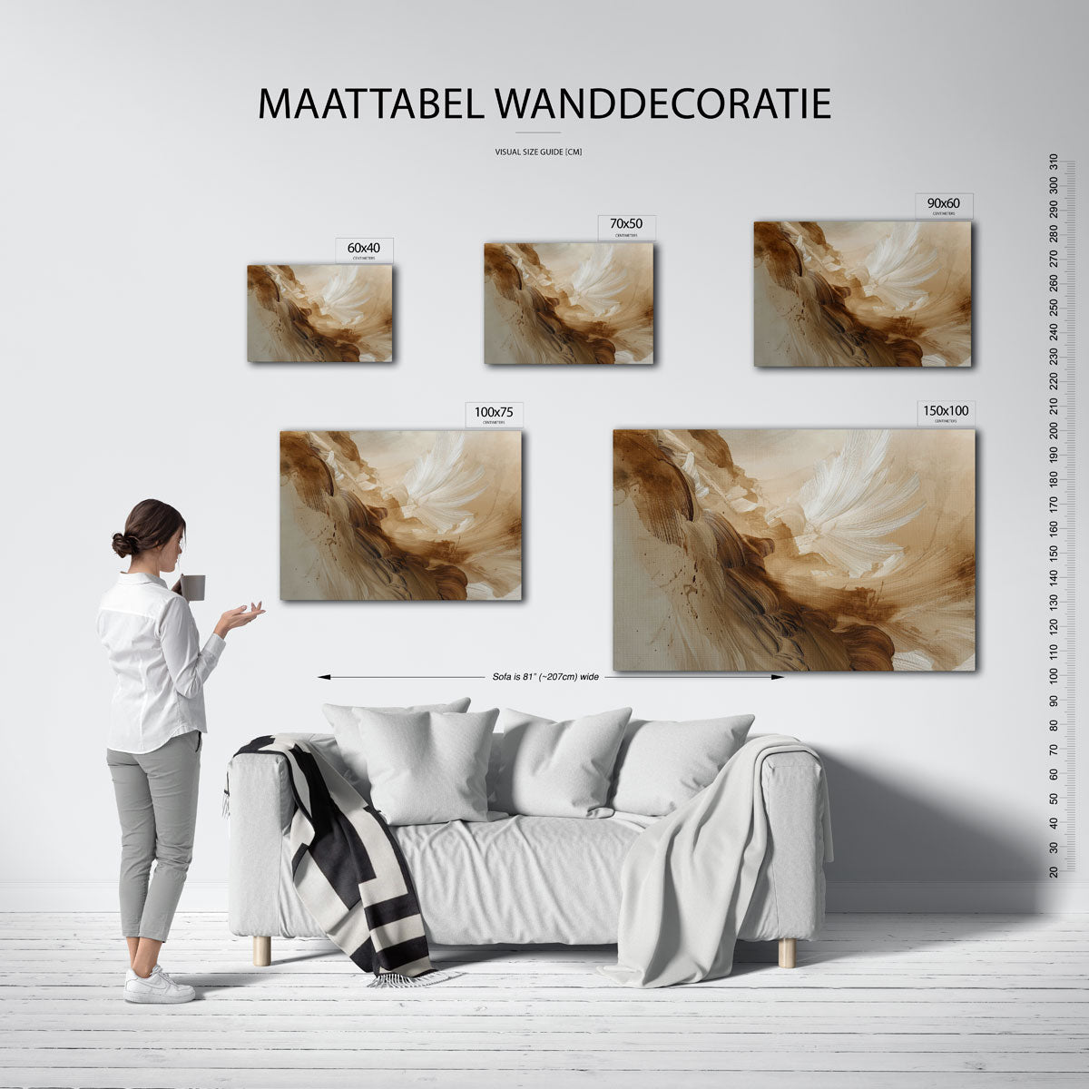 Dynamische vegen – Abstract kunstwerk – moderne liggende wandkunst