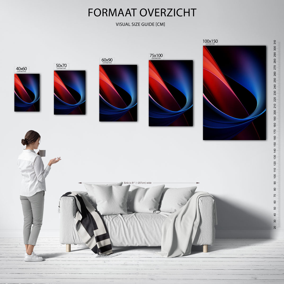 Kleurrijke golvende vormen – moderne staande wandkunst