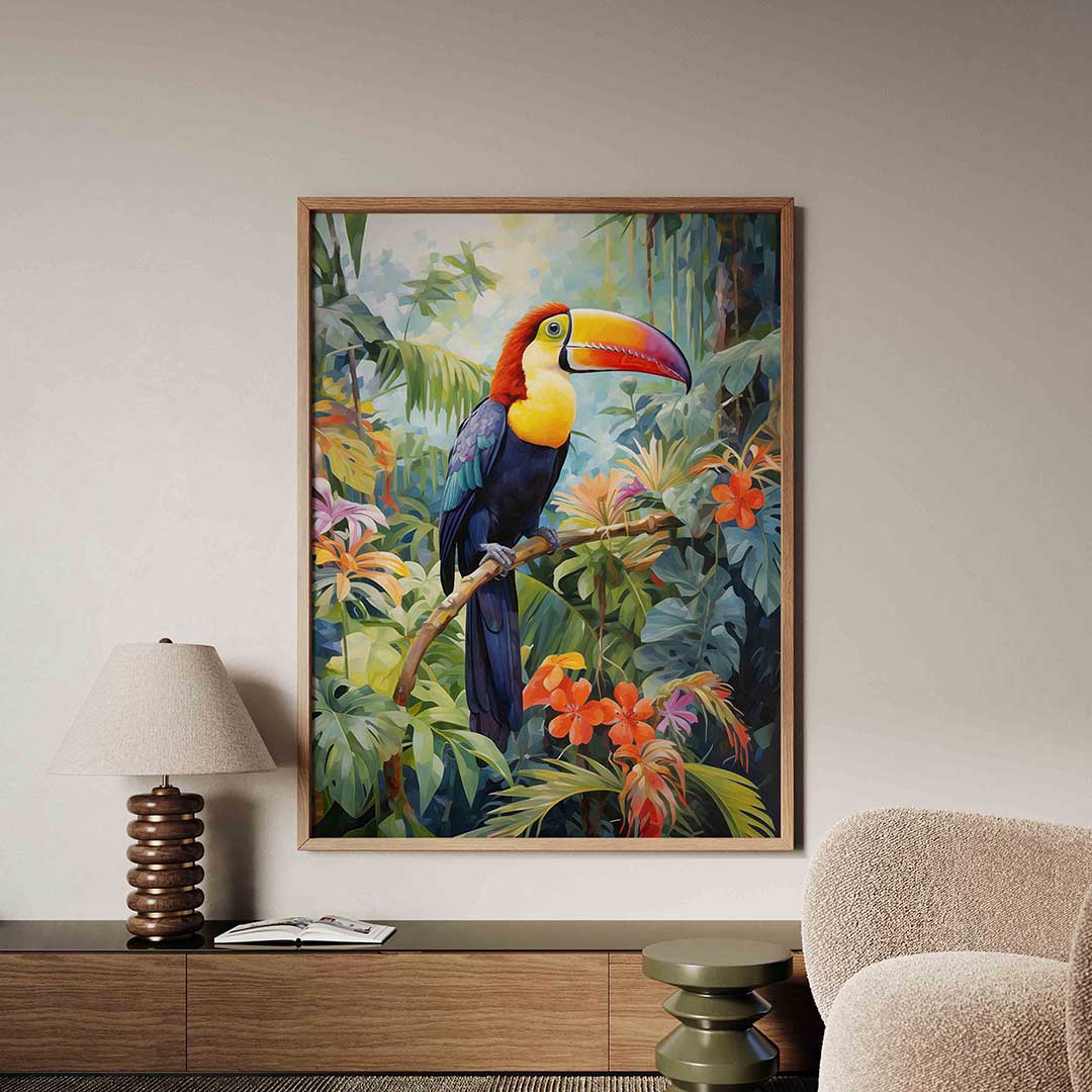 Tropische toekan – tropische jungle poster in staand formaat