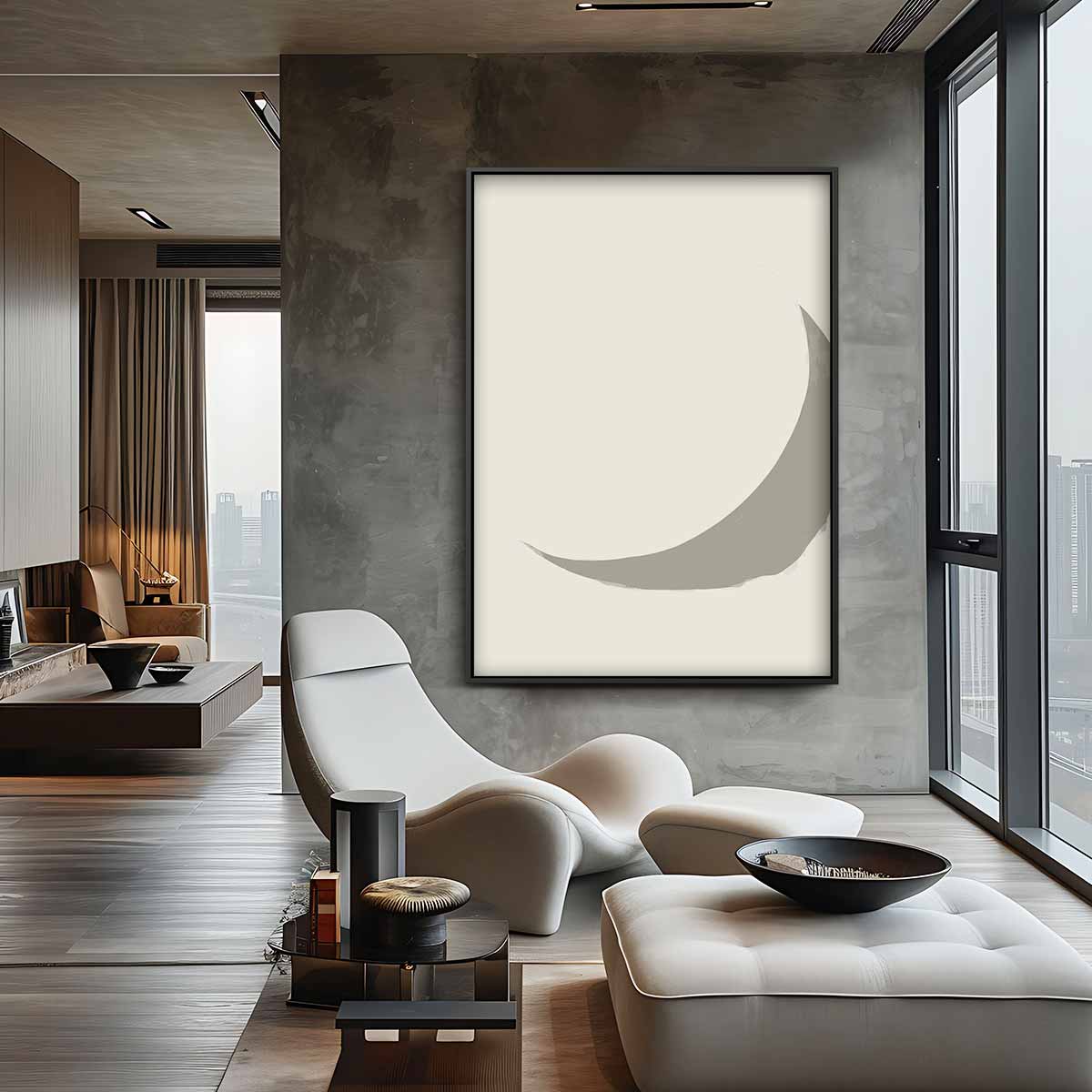 Sereen Halvemaan Abstract – canvas wanddecoratie in portret formaat