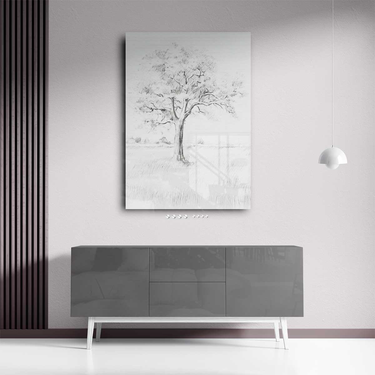 Boom in Potloodschets – staand kunstwerk voor modern interieur
