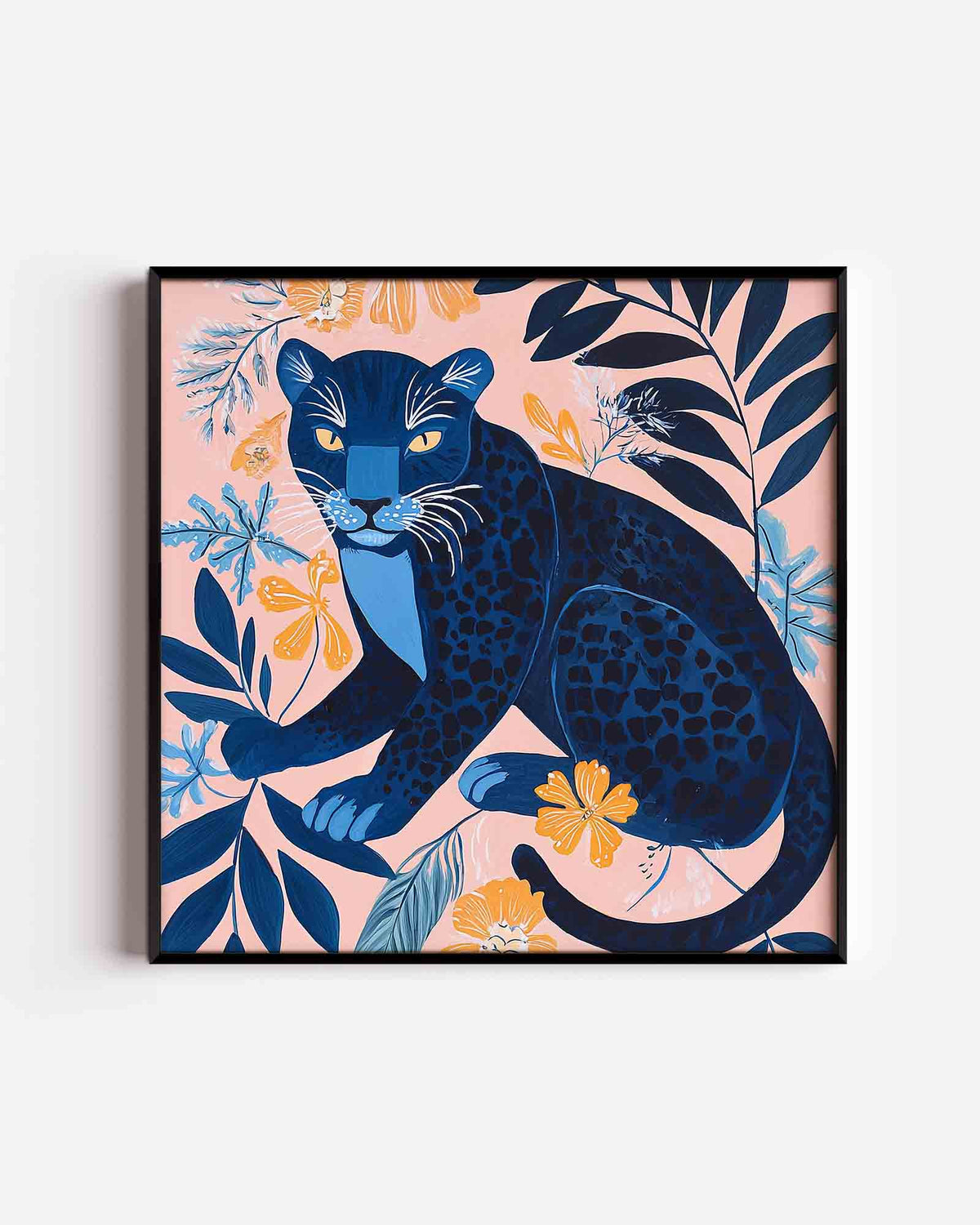 Panter en bladeren – jungle vierkante poster als wanddecoratie