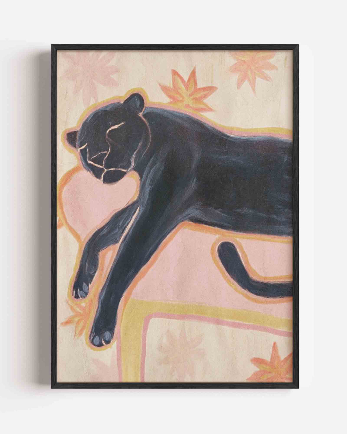 Slapende panter – pastel portret poster als wanddecoratie
